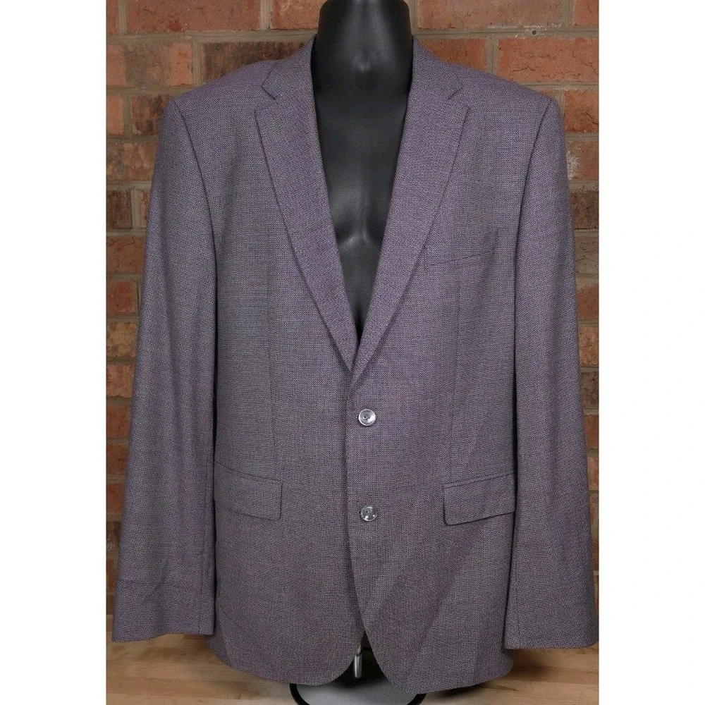 Hugo Boss Jarret1 Blazer Jacket Size 42L Purple Lavender Birdseye Tesse Wool